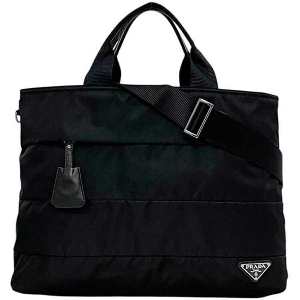 Prada Tote Bag Black Nero Black Tessuto Zipper Triangle Plate Crossbody
